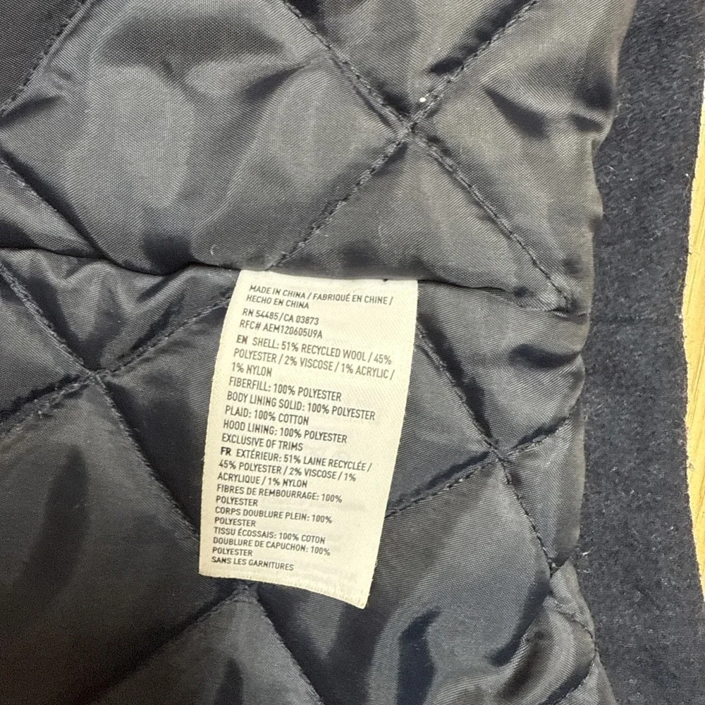 American Eagle Outfitters Womens Med Wool BL Coat Hood Navy‎ Buffalo Plaid